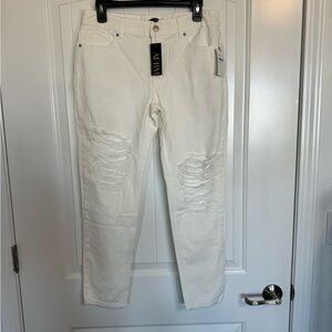 Afrm White Straight Leg Distressed Denim Size 26 NWT